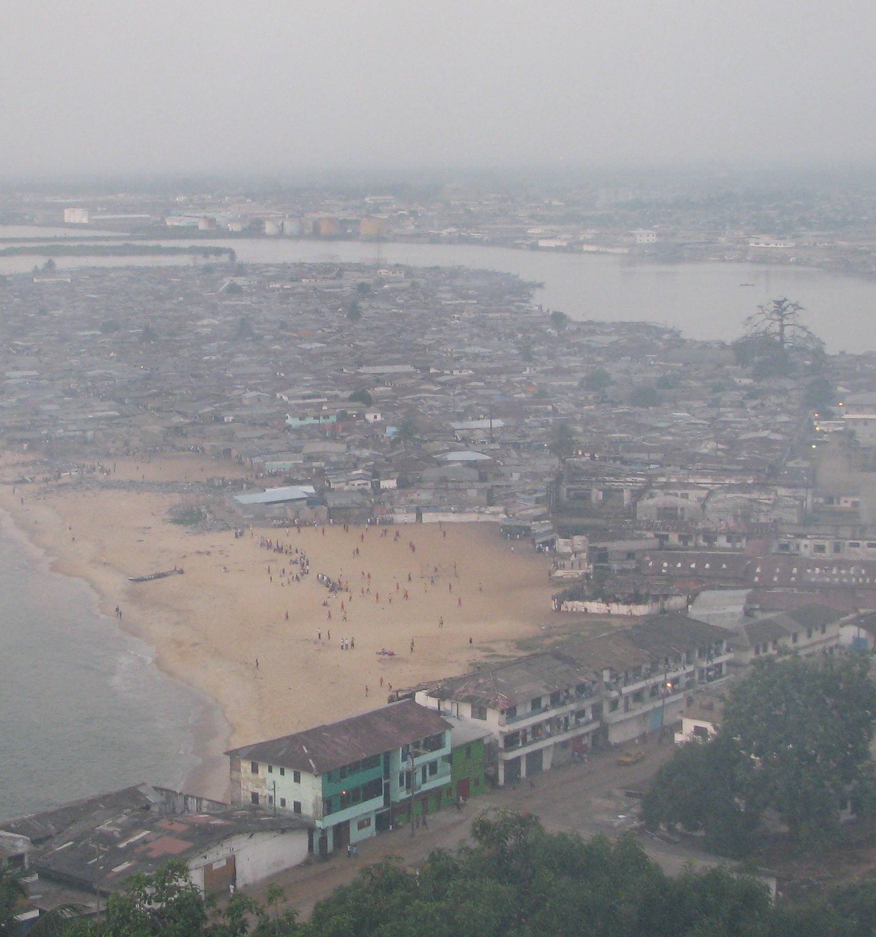 Aerial view of West Point, Monrovia, Liberia