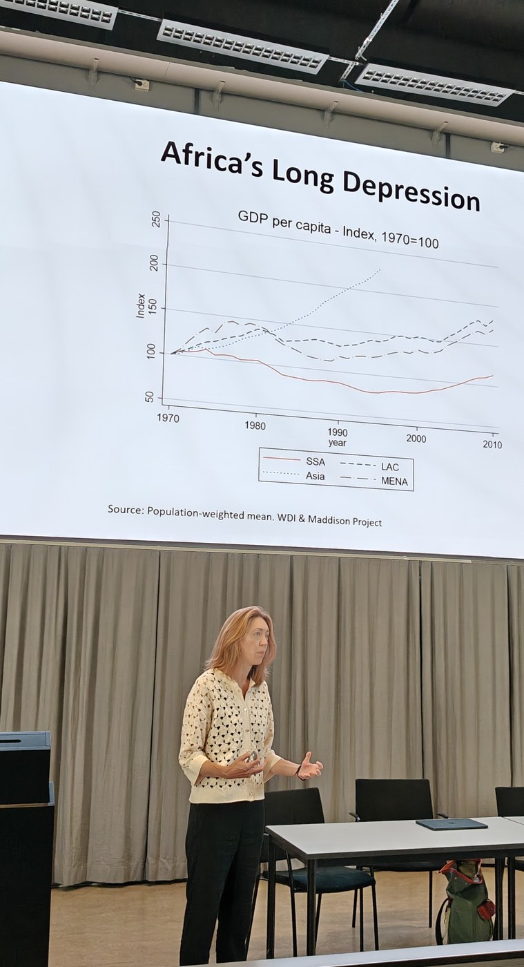 Dr Rebecca Simson presenting Africa's Long Depression research